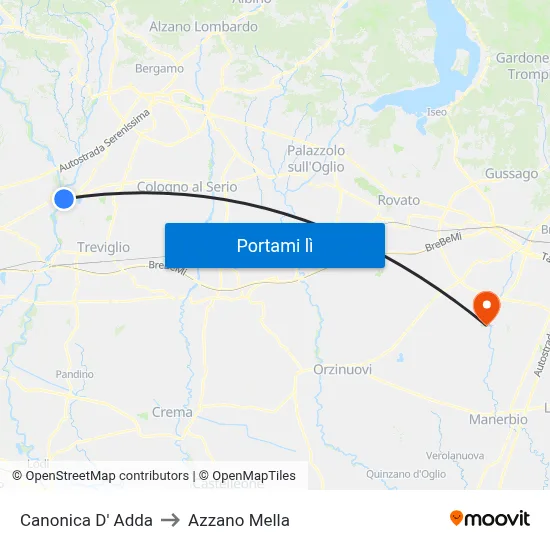 Canonica D' Adda to Azzano Mella map