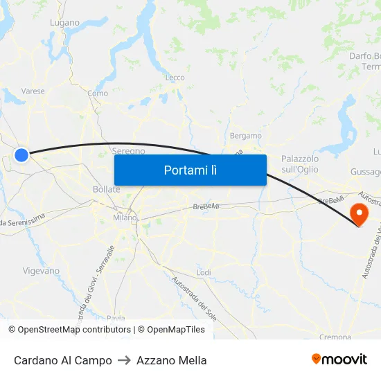 Cardano Al Campo to Azzano Mella map