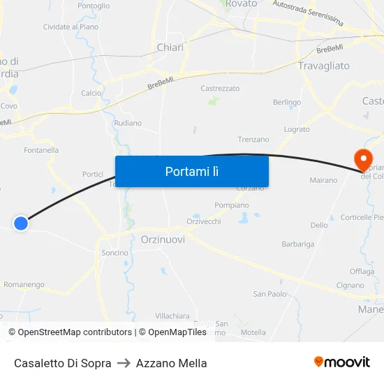 Casaletto Di Sopra to Azzano Mella map