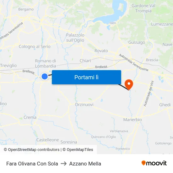 Fara Olivana Con Sola to Azzano Mella map