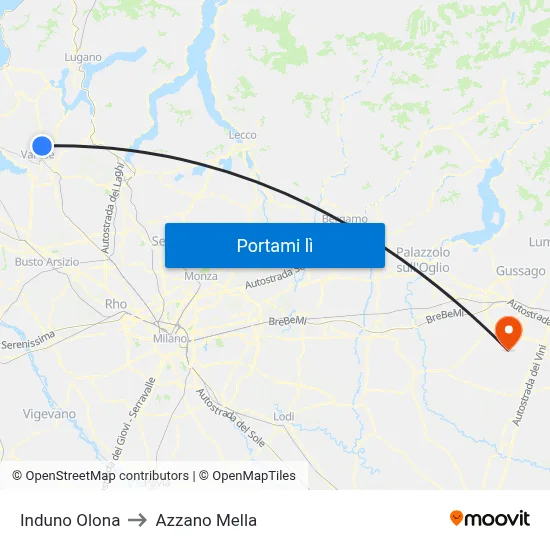Induno Olona to Azzano Mella map