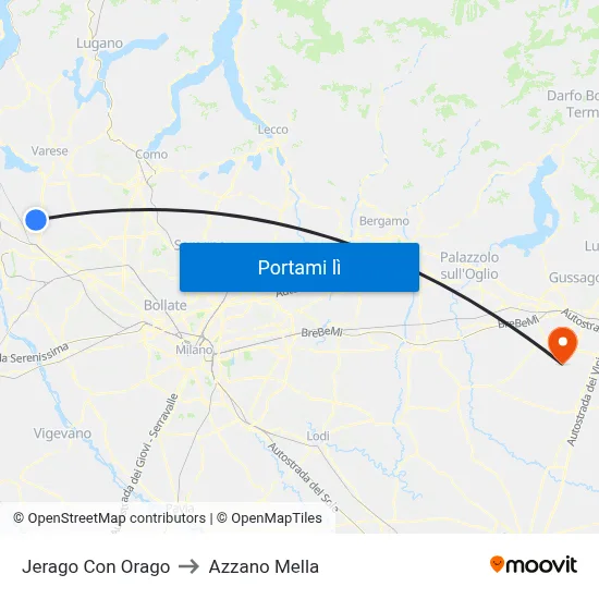 Jerago Con Orago to Azzano Mella map