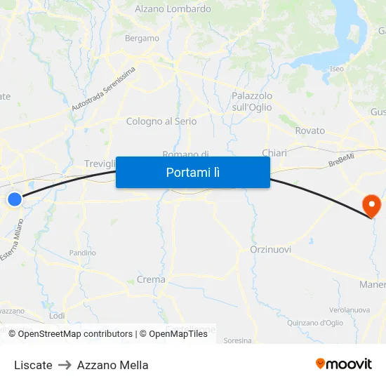 Liscate to Azzano Mella map