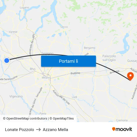 Lonate Pozzolo to Azzano Mella map