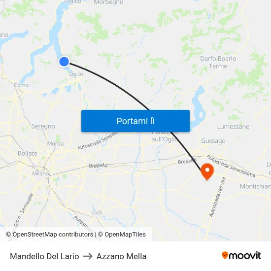 Mandello Del Lario to Azzano Mella map