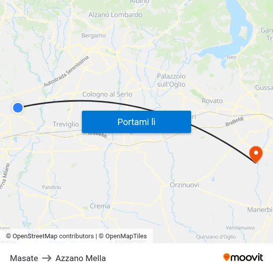 Masate to Azzano Mella map