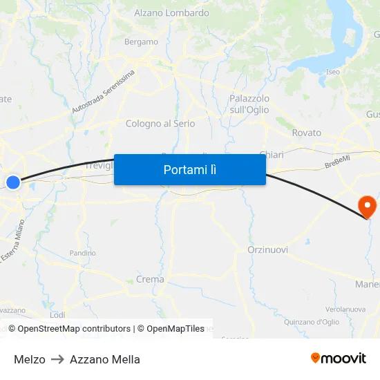 Melzo to Azzano Mella map