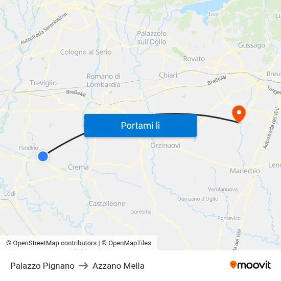 Palazzo Pignano to Azzano Mella map