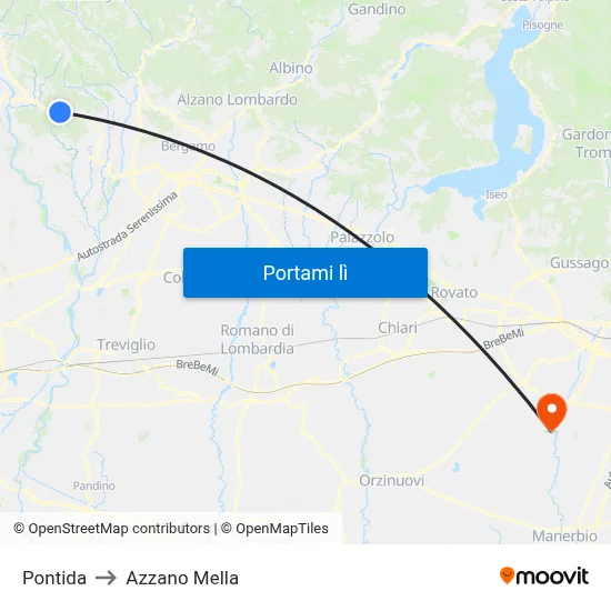 Pontida to Azzano Mella map