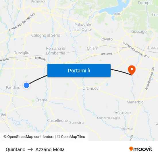 Quintano to Azzano Mella map