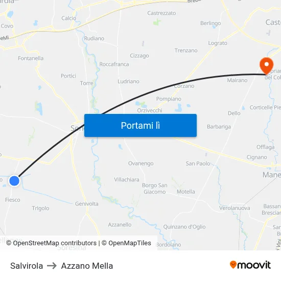 Salvirola to Azzano Mella map
