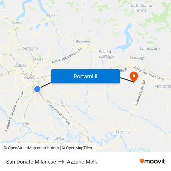 San Donato Milanese to Azzano Mella map
