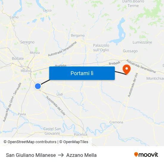 San Giuliano Milanese to Azzano Mella map
