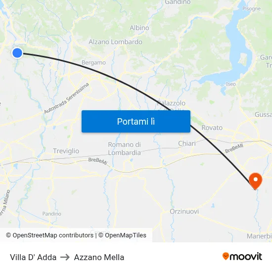 Villa D' Adda to Azzano Mella map