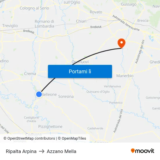 Ripalta Arpina to Azzano Mella map