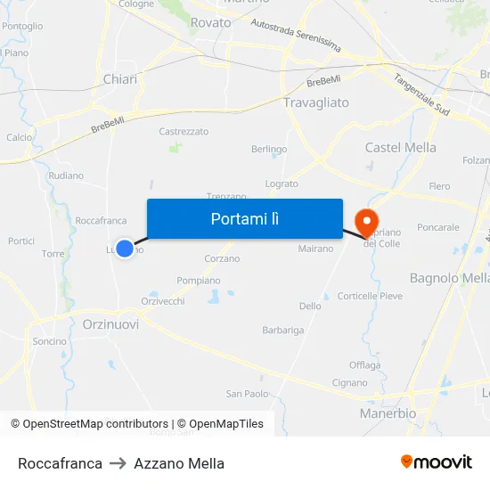 Roccafranca to Azzano Mella map