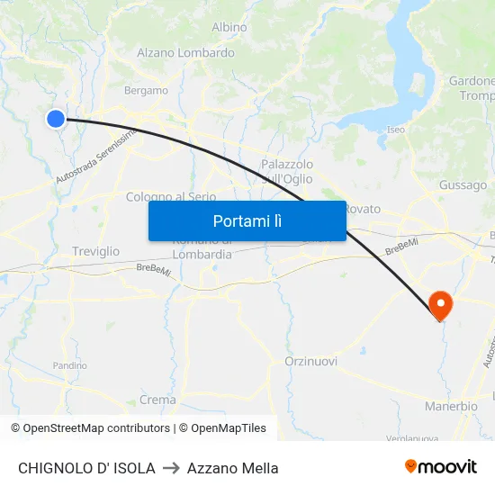 CHIGNOLO D' ISOLA to Azzano Mella map