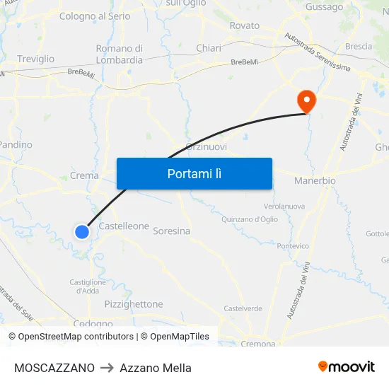 MOSCAZZANO to Azzano Mella map