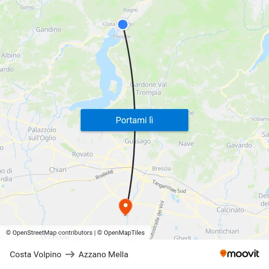 Costa Volpino to Azzano Mella map
