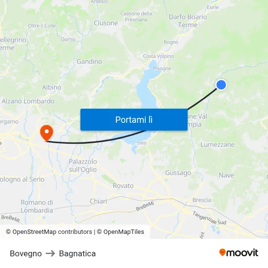 Bovegno to Bagnatica map