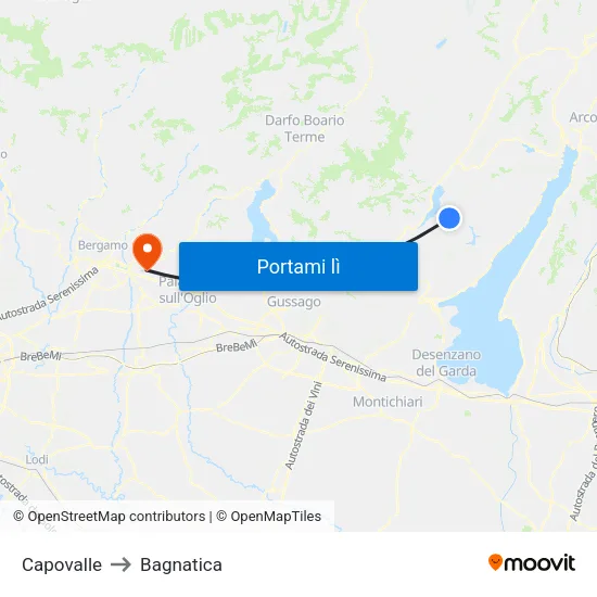 Capovalle to Bagnatica map