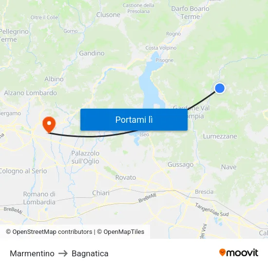 Marmentino to Bagnatica map