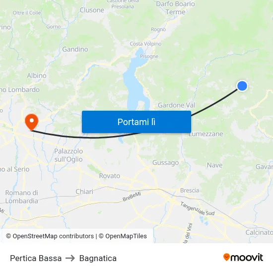 Pertica Bassa to Bagnatica map