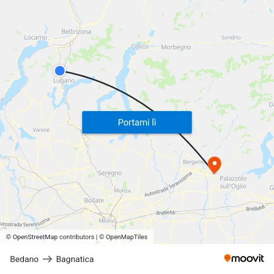 Bedano to Bagnatica map