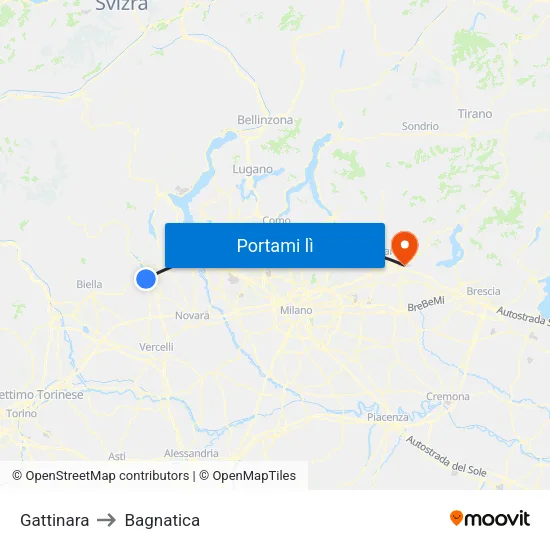 Gattinara to Bagnatica map