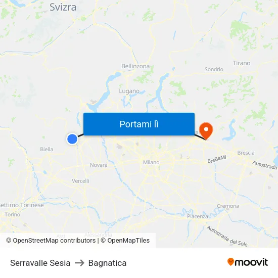 Serravalle Sesia to Bagnatica map
