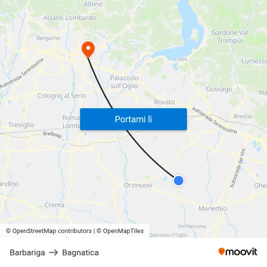 Barbariga to Bagnatica map