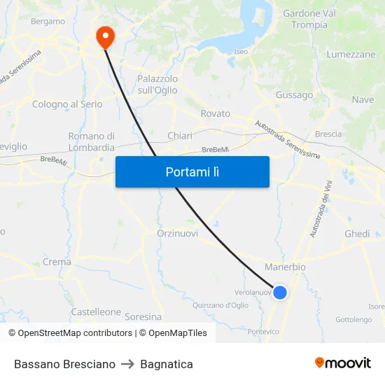 Bassano Bresciano to Bagnatica map