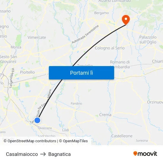 Casalmaiocco to Bagnatica map