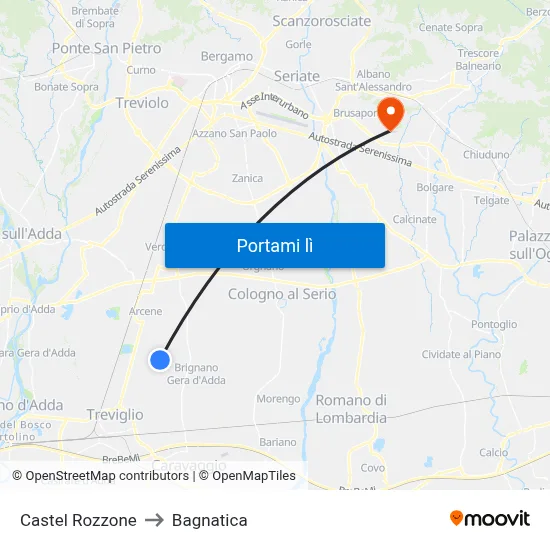 Castel Rozzone to Bagnatica map