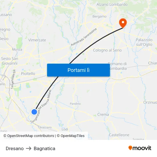 Dresano to Bagnatica map