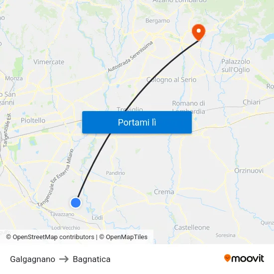 Galgagnano to Bagnatica map
