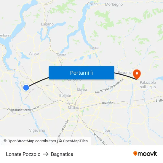 Lonate Pozzolo to Bagnatica map