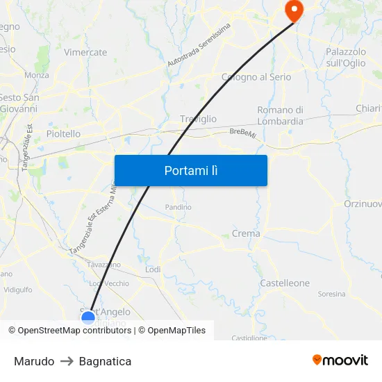 Marudo to Bagnatica map