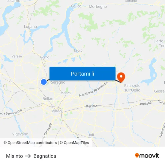 Misinto to Bagnatica map