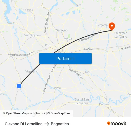 Olevano Di Lomellina to Bagnatica map