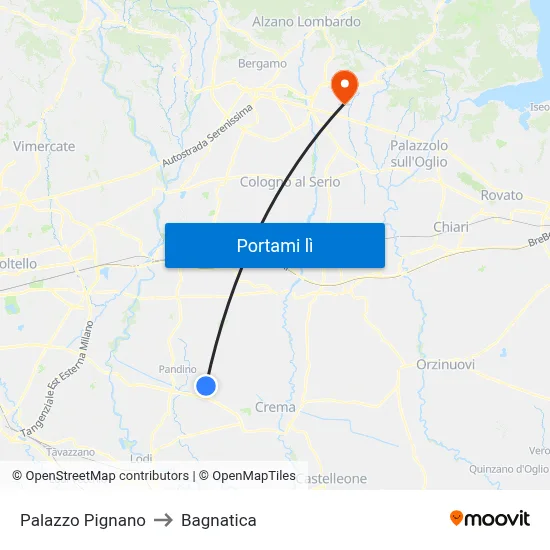 Palazzo Pignano to Bagnatica map