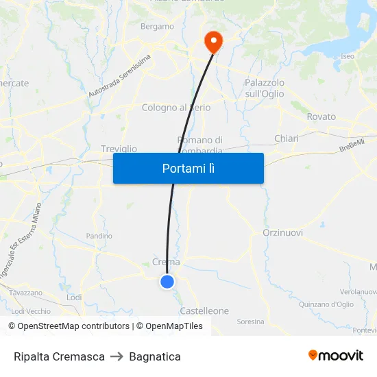 Ripalta Cremasca to Bagnatica map