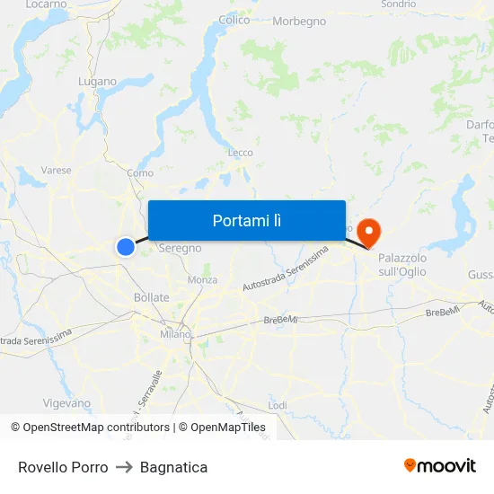 Rovello Porro to Bagnatica map