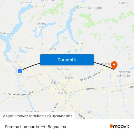 Somma Lombardo to Bagnatica map