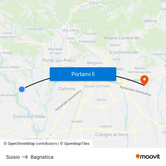 Suisio to Bagnatica map