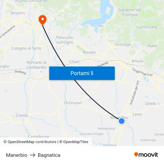 Manerbio to Bagnatica map