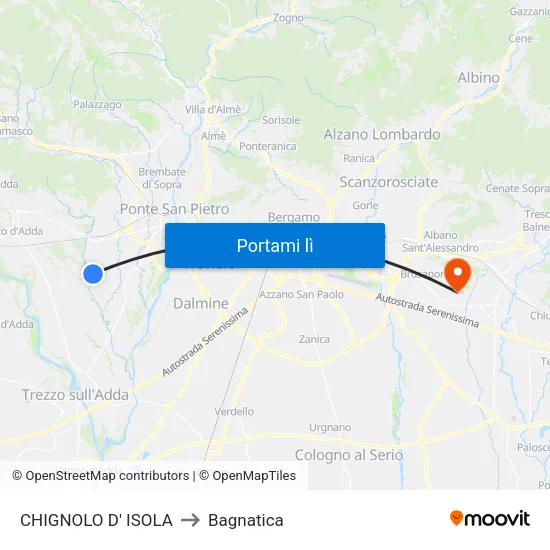 CHIGNOLO D' ISOLA to Bagnatica map
