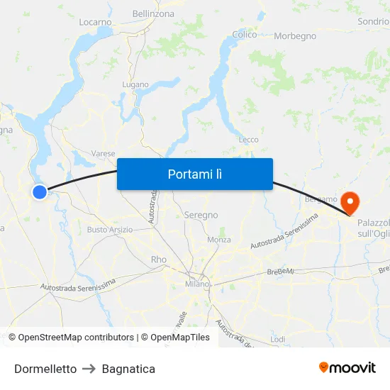 Dormelletto to Bagnatica map