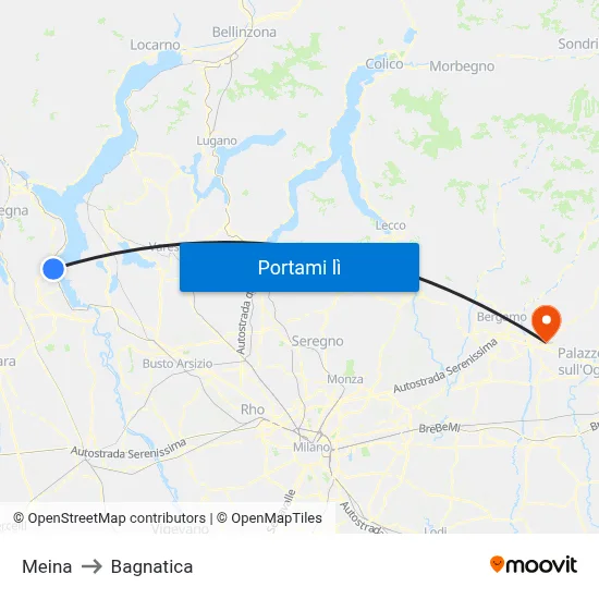 Meina to Bagnatica map