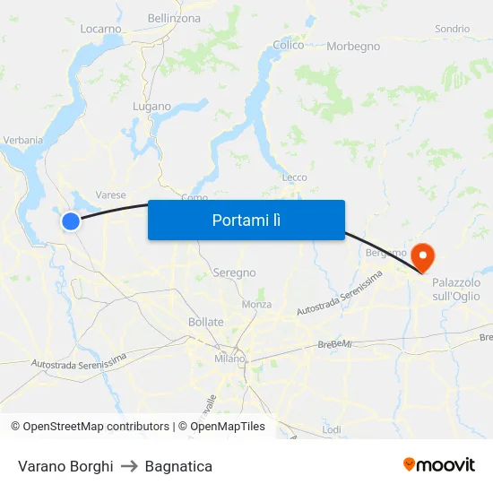 Varano Borghi to Bagnatica map